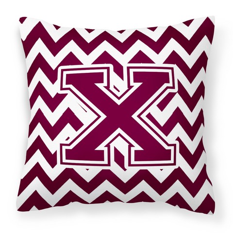 CJ1051-XPW1414 Letter X Chevron Maroon & White Fabric Decorative Pillow