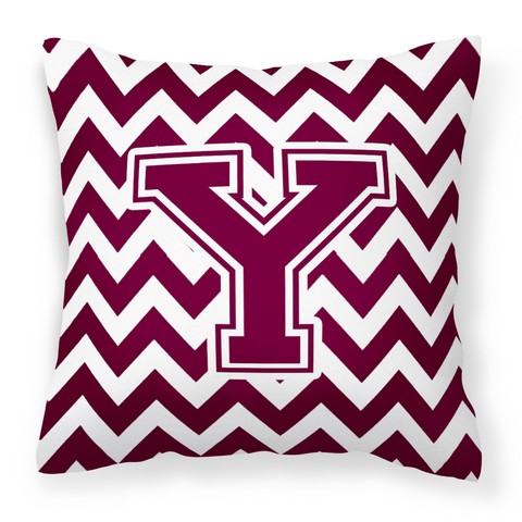 CJ1051-YPW1414 Letter Y Chevron Maroon & White Fabric Decorative Pillow