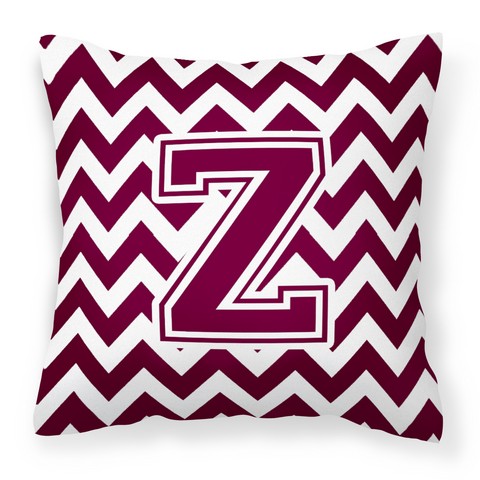 Picture of Carolines Treasures CJ1051-ZPW1414 Letter Z Chevron Maroon & White Fabric Decorative Pillow