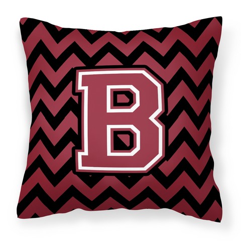 CJ1052-BPW1414 Letter B Chevron Garnet & Black Fabric Decorative Pillow