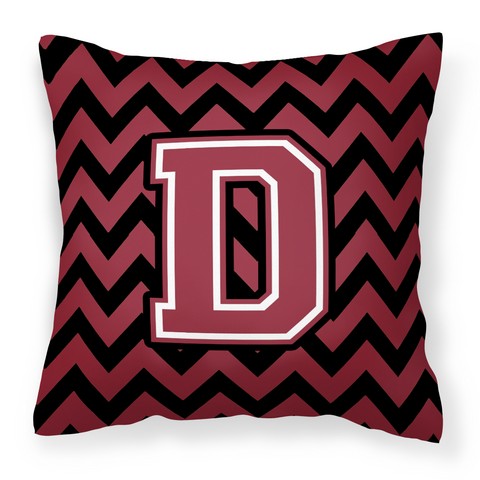 CJ1052-DPW1414 Letter D Chevron Garnet & Black Fabric Decorative Pillow