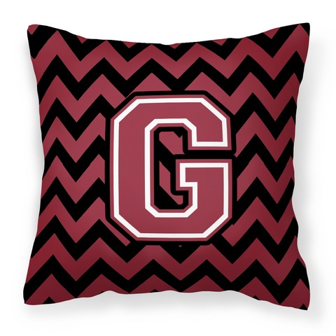 CJ1052-GPW1414 Letter G Chevron Garnet & Black Fabric Decorative Pillow