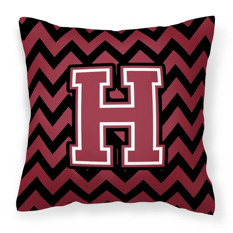 CJ1052-HPW1414 Letter H Chevron Garnet & Black Fabric Decorative Pillow