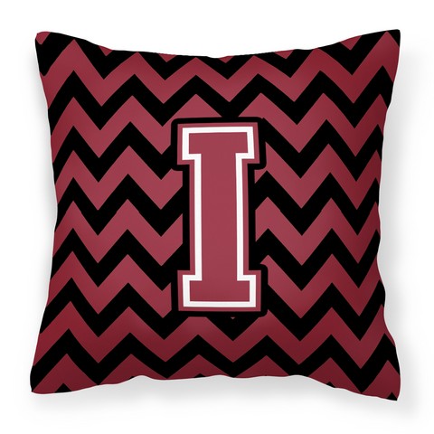 CJ1052-IPW1414 Letter I Chevron Garnet & Black Fabric Decorative Pillow