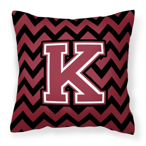 CJ1052-KPW1414 Letter K Chevron Garnet & Black Fabric Decorative Pillow