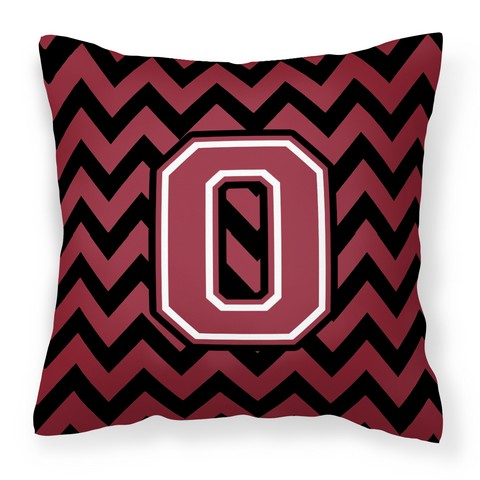CJ1052-OPW1414 Letter O Chevron Garnet & Black Fabric Decorative Pillow