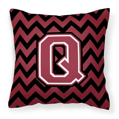 CJ1052-QPW1414 Letter Q Chevron Garnet & Black Fabric Decorative Pillow