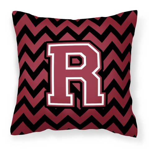 CJ1052-RPW1414 Letter R Chevron Garnet & Black Fabric Decorative Pillow