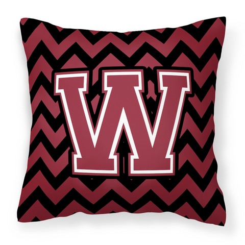 CJ1052-WPW1414 Letter W Chevron Garnet & Black Fabric Decorative Pillow