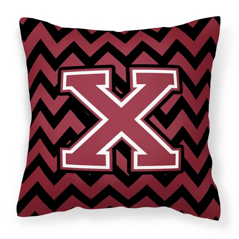 CJ1052-XPW1414 Letter X Chevron Garnet & Black Fabric Decorative Pillow