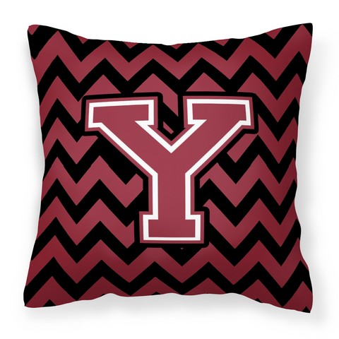 CJ1052-YPW1414 Letter Y Chevron Garnet & Black Fabric Decorative Pillow