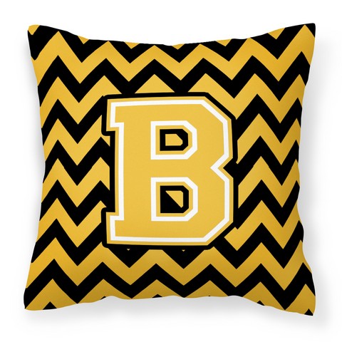 CJ1053-BPW1414 Letter B Chevron Black & Gold Fabric Decorative Pillow