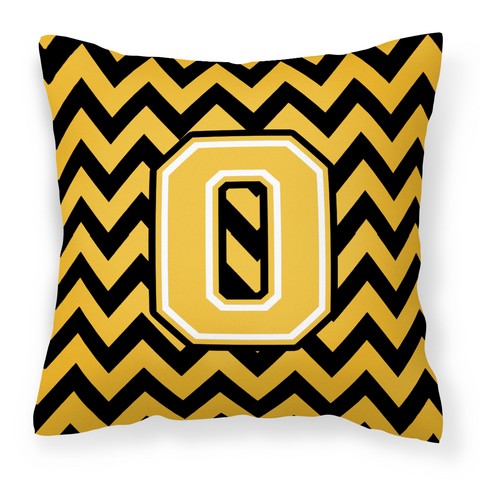 CJ1053-OPW1414 Letter O Chevron Black & Gold Fabric Decorative Pillow