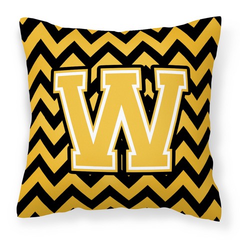 CJ1053-WPW1414 Letter W Chevron Black & Gold Fabric Decorative Pillow