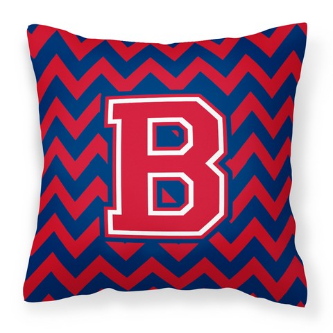 Letter B Chevron Yale Blue & Crimson Fabric Decorative Pillow - Yale Blue & Crimson - 14in. H x 3in. W x 14in. L