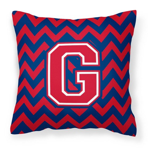 CJ1054-GPW1414 Letter G Chevron Yale Blue & Crimson Fabric Decorative Pillow