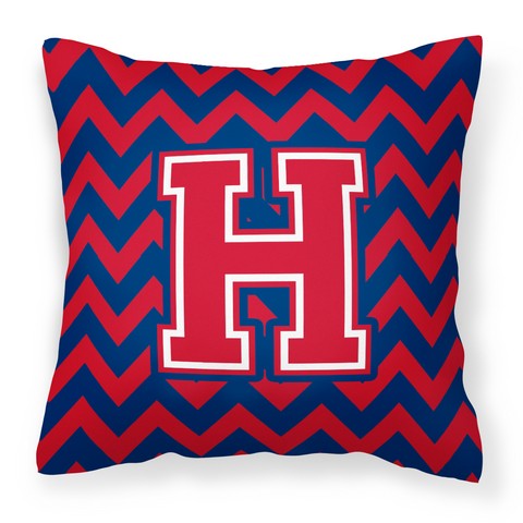 Letter H Chevron Yale Blue & Crimson Fabric Decorative Pillow - Yale Blue & Crimson - 14in. H x 3in. W x 14in. L