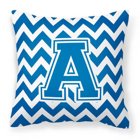 CJ1056-APW1414 Letter A Chevron Blue & White Fabric Decorative Pillow