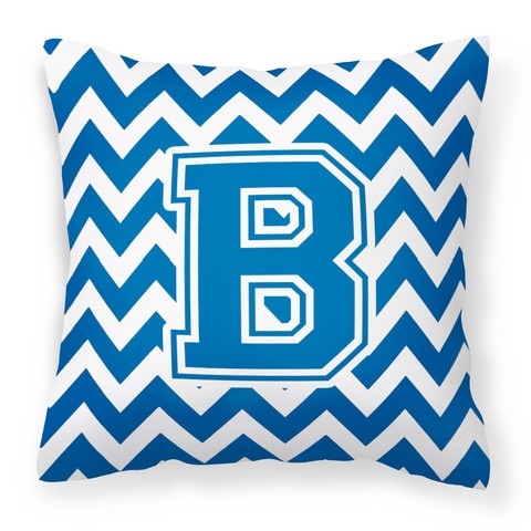 CJ1056-BPW1414 Letter B Chevron Blue & White Fabric Decorative Pillow