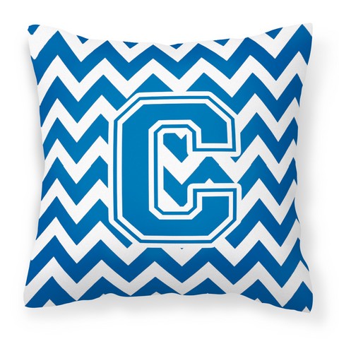 CJ1056-CPW1414 Letter C Chevron Blue & White Fabric Decorative Pillow