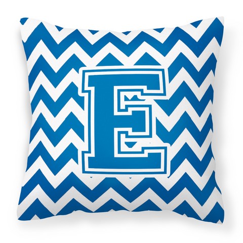CJ1056-EPW1414 Letter E Chevron Blue & White Fabric Decorative Pillow
