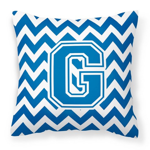 CJ1056-GPW1414 Letter G Chevron Blue & White Fabric Decorative Pillow
