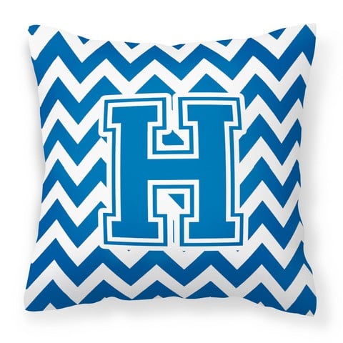 CJ1056-HPW1414 Letter H Chevron Blue & White Fabric Decorative Pillow