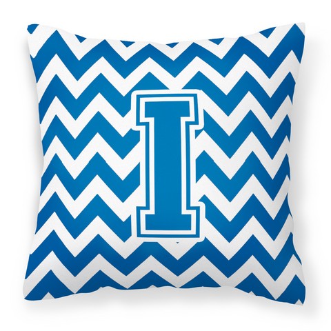 CJ1056-IPW1414 Letter I Chevron Blue & White Fabric Decorative Pillow