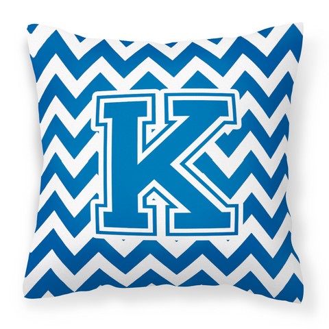 CJ1056-KPW1414 Letter K Chevron Blue & White Fabric Decorative Pillow