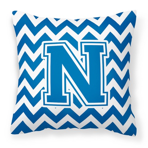 CJ1056-NPW1414 Letter N Chevron Blue & White Fabric Decorative Pillow