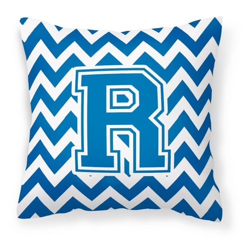CJ1056-RPW1414 Letter R Chevron Blue & White Fabric Decorative Pillow