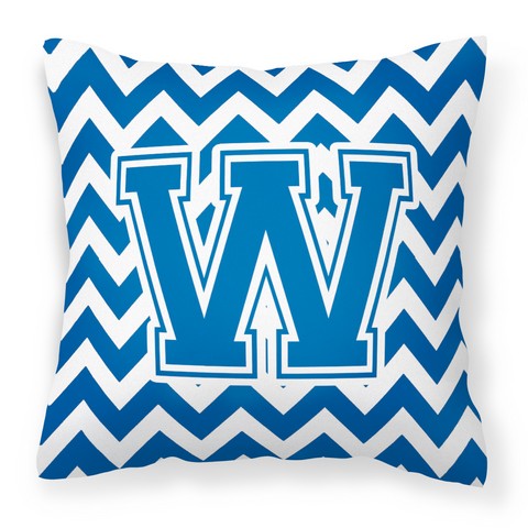 CJ1056-WPW1414 Letter W Chevron Blue & White Fabric Decorative Pillow