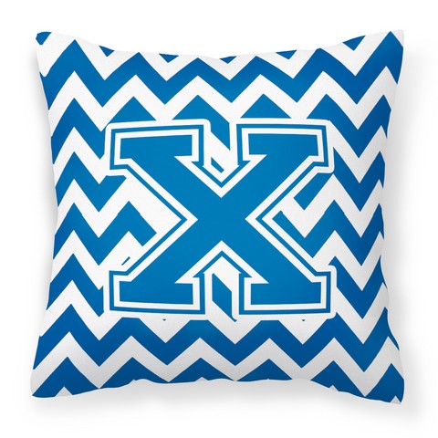 CJ1056-XPW1414 Letter X Chevron Blue & White Fabric Decorative Pillow