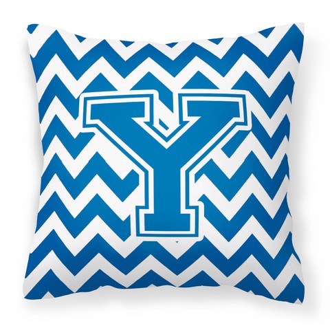 CJ1056-YPW1414 Letter Y Chevron Blue & White Fabric Decorative Pillow