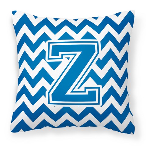CJ1056-ZPW1414 Letter Z Chevron Blue & White Fabric Decorative Pillow