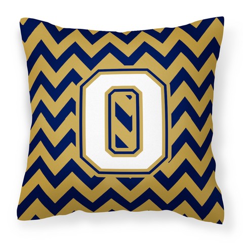 CJ1057-OPW1414 Letter O Chevron Navy Blue & Gold Fabric Decorative Pillow