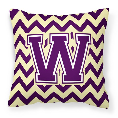 CJ1058-WPW1414 Letter W Chevron Purple & Gold Fabric Decorative Pillow