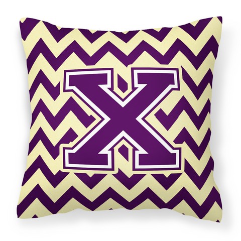 CJ1058-XPW1414 Letter X Chevron Purple & Gold Fabric Decorative Pillow