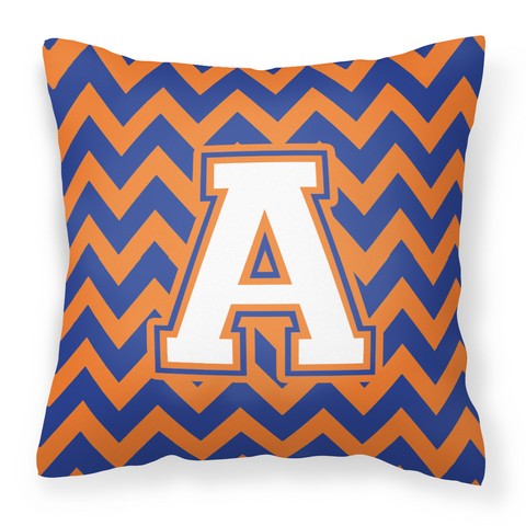CJ1060-APW1414 Letter A Chevron Blue & Orange No.3 Fabric Decorative Pillow