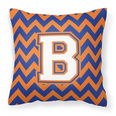 CJ1060-BPW1414 Letter B Chevron Blue & Orange No.3 Fabric Decorative Pillow