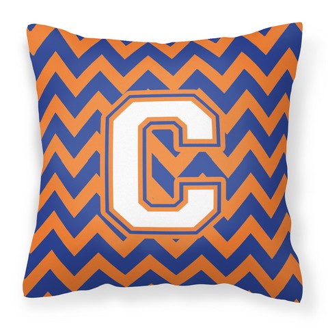CJ1060-CPW1414 Letter C Chevron Blue & Orange No.3 Fabric Decorative Pillow