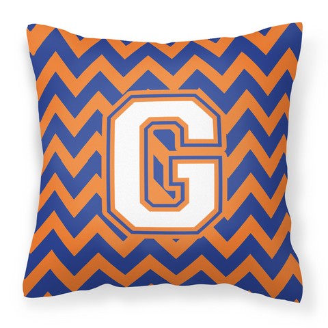 CJ1060-GPW1414 Letter G Chevron Blue & Orange No.3 Fabric Decorative Pillow