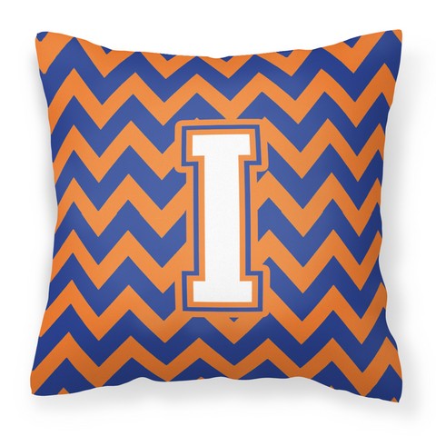 CJ1060-IPW1414 Letter I Chevron Blue & Orange No.3 Fabric Decorative Pillow