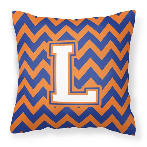 CJ1060-LPW1414 Letter L Chevron Blue & Orange No.3 Fabric Decorative Pillow