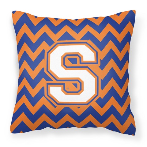 CJ1060-SPW1414 Letter S Chevron Blue & Orange No.3 Fabric Decorative Pillow