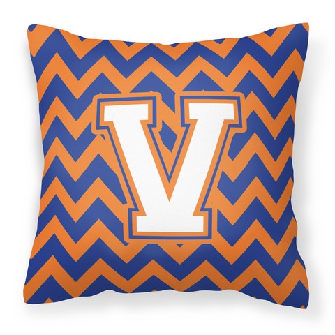 CJ1060-VPW1414 Letter V Chevron Blue & Orange No.3 Fabric Decorative Pillow