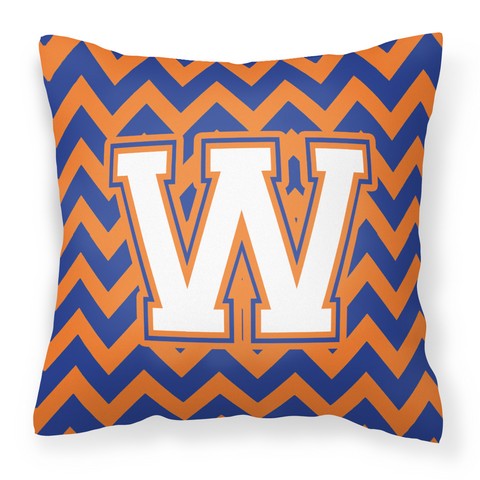 CJ1060-WPW1414 Letter W Chevron Blue & Orange No.3 Fabric Decorative Pillow