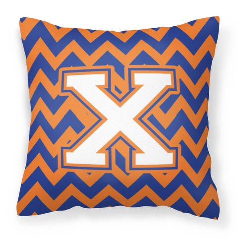 CJ1060-XPW1414 Letter X Chevron Blue & Orange No.3 Fabric Decorative Pillow