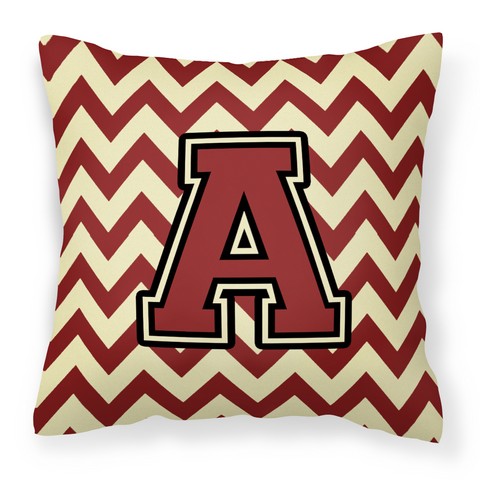 CJ1061-APW1414 Letter A Chevron Maroon & Gold Fabric Decorative Pillow
