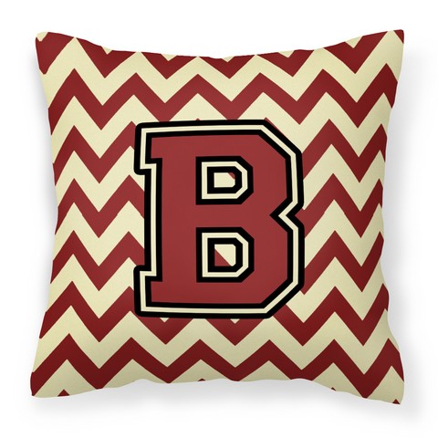 CJ1061-BPW1414 Letter B Chevron Maroon & Gold Fabric Decorative Pillow